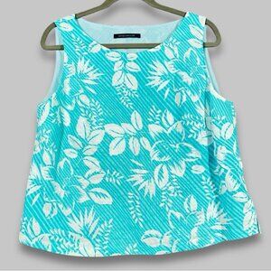 Windsmoor Boho Women's Linen Floral Core Teal Sleeveless Top Size 12